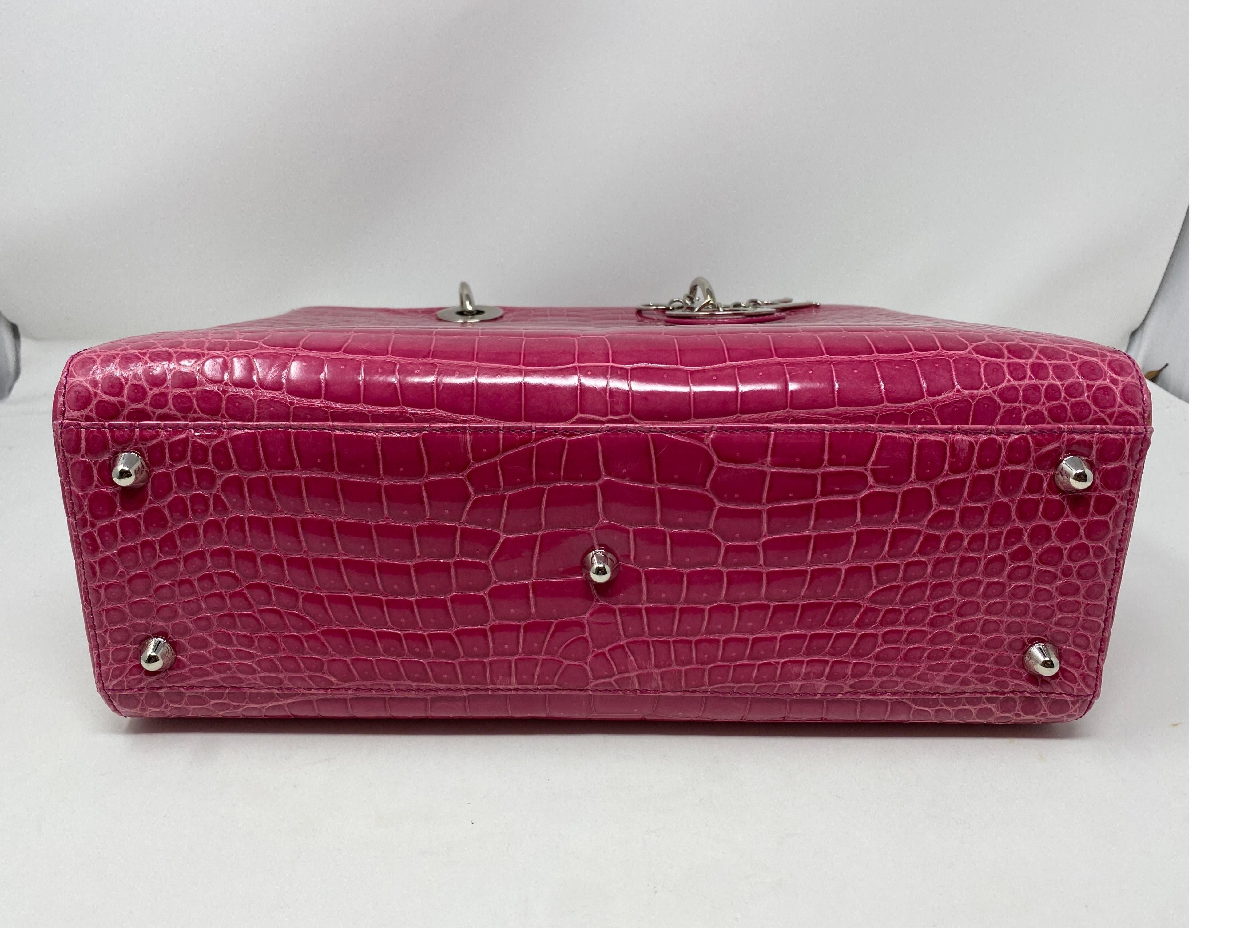 Christian Dior Pink Crocodile Lady Bag  11