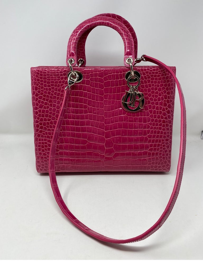Christian Dior Pink Crocodile Lady Bag at 1stDibs  christian dior crocodile  bag, lady dior crocodile bag, dior alligator bag