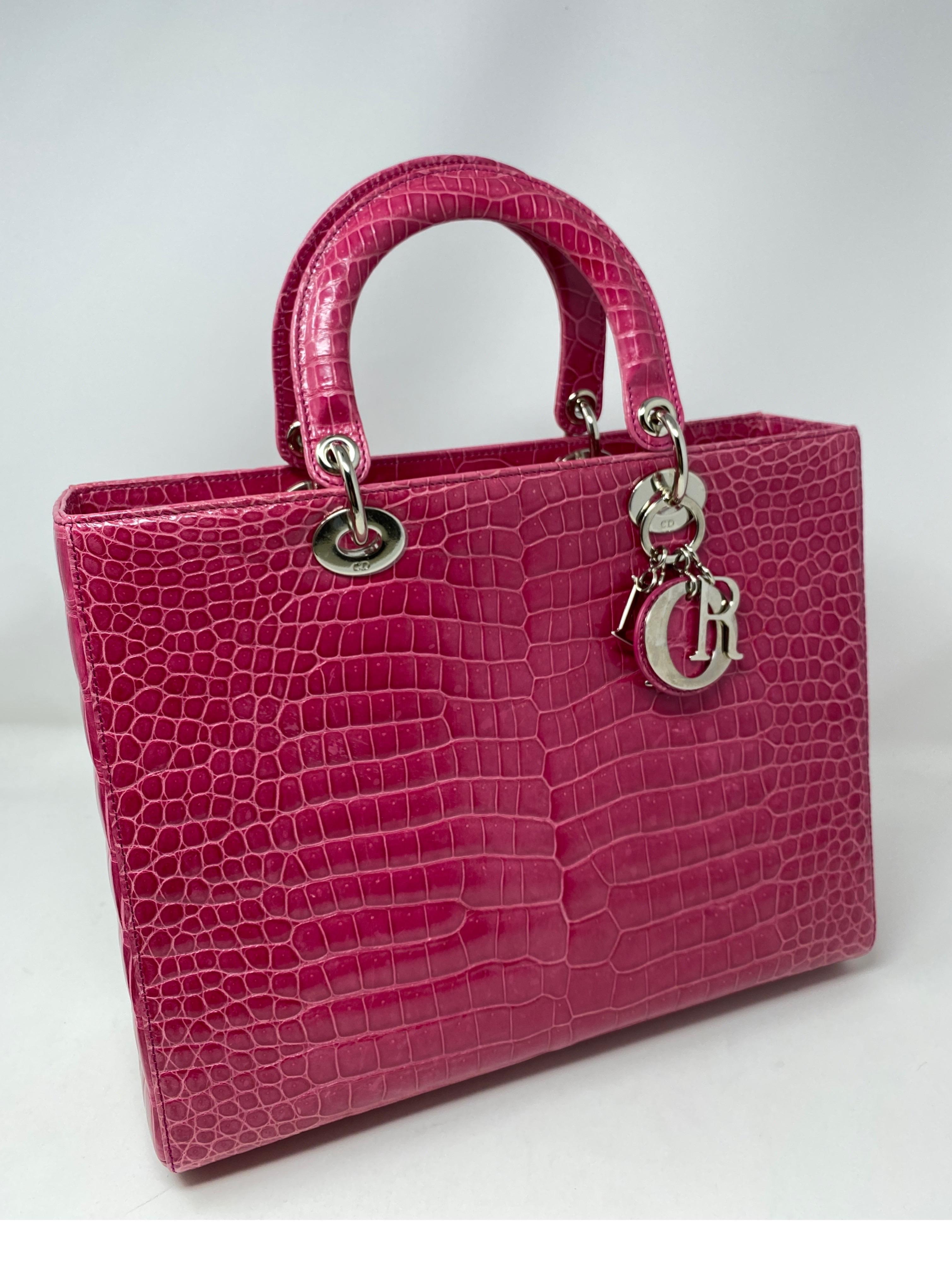 Women's or Men's Christian Dior Pink Crocodile Lady Bag 
