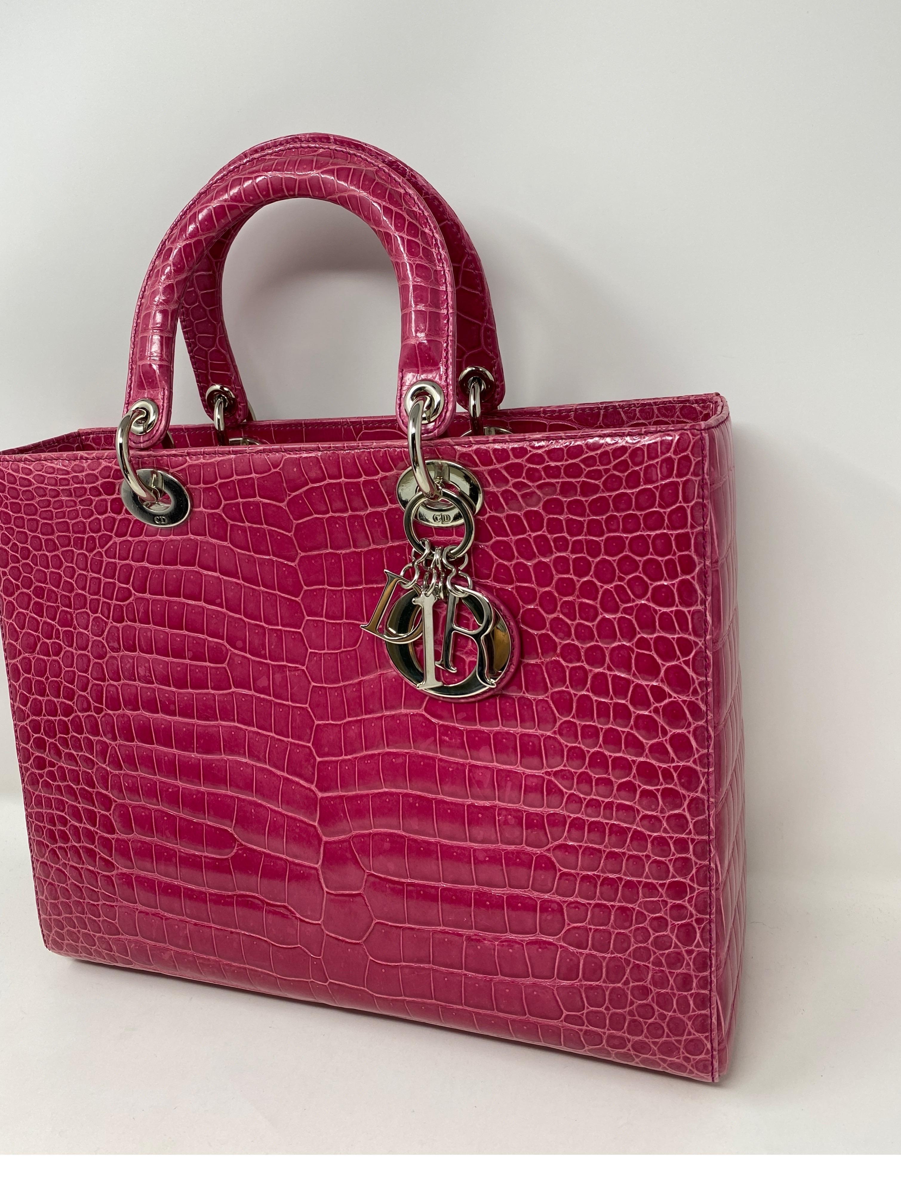 Christian Dior Pink Crocodile Lady Bag  1