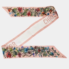 Christian Dior Pink D-Millefiori Mitzah Printed Silk Twilly