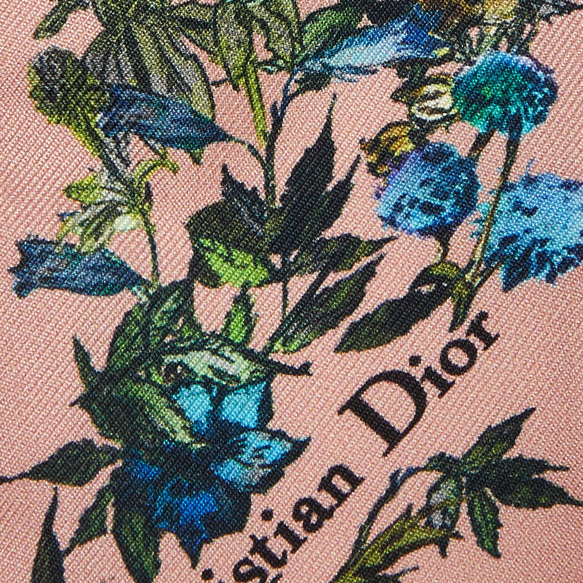 Beige Christian Dior Pink D-Millefiori Mitzah Printed Silk Twilly