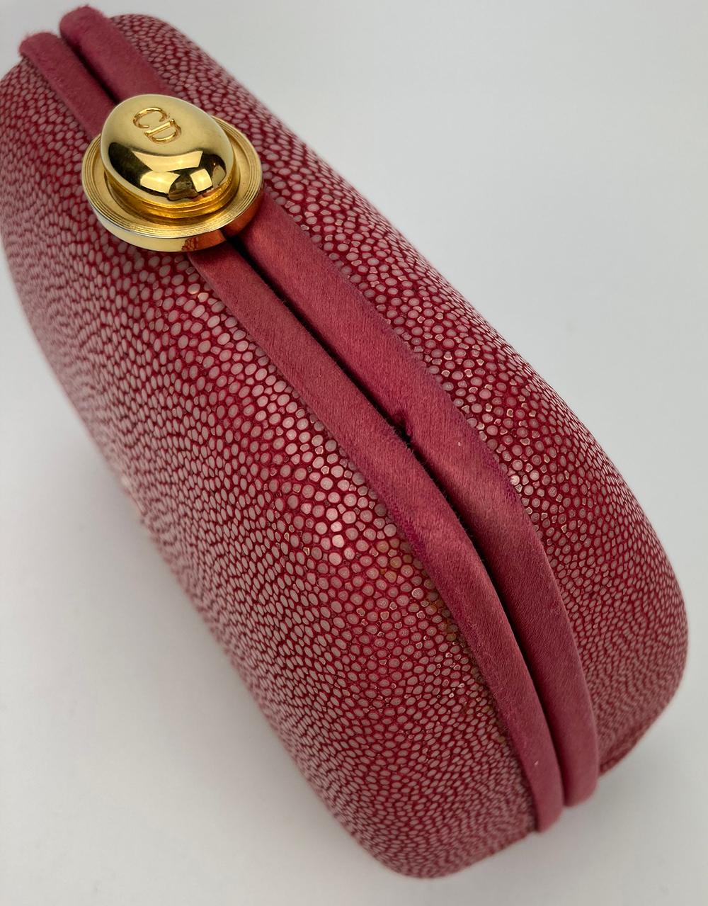 Christian Dior Pink Galuchat Stingray Clutch 4