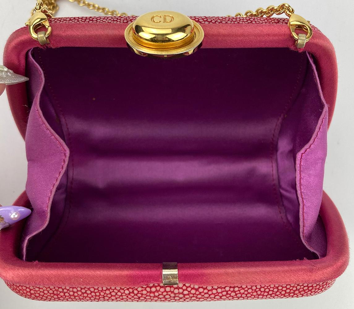 Christian Dior Pink Galuchat Stingray Clutch 5