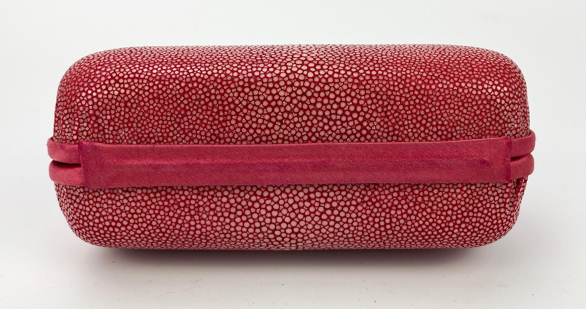 Christian Dior Pink Galuchat Stingray Clutch In Good Condition In Philadelphia, PA