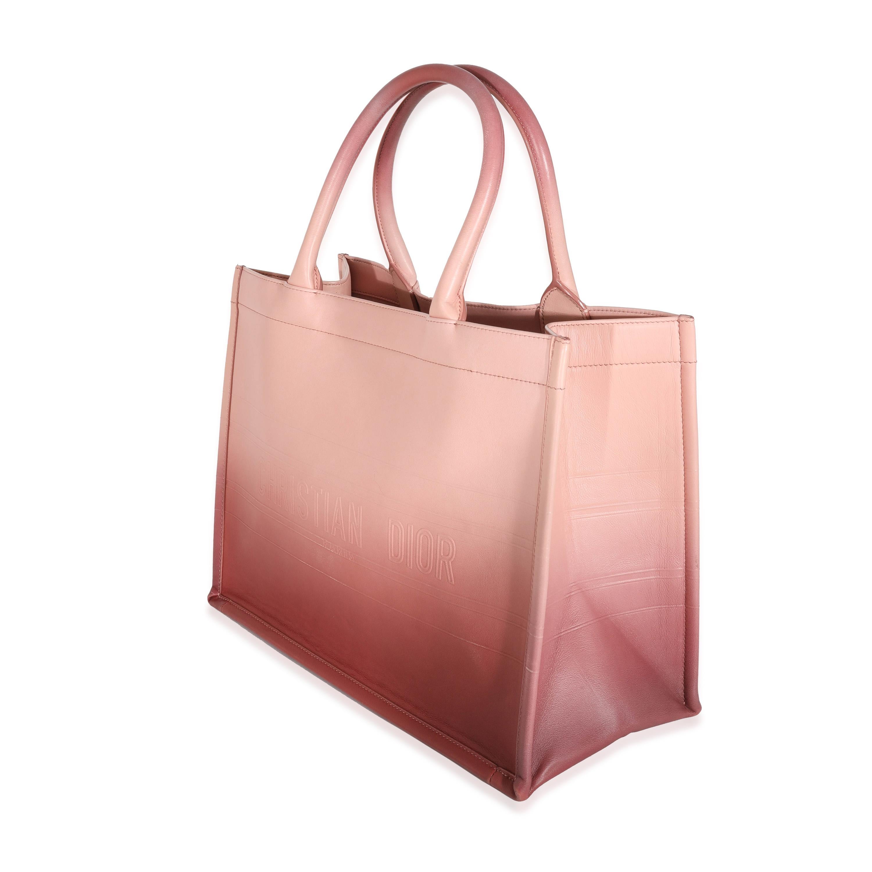 Christian Dior Pink Gradient Leather Medium Book Tote In Excellent Condition For Sale In New York, NY