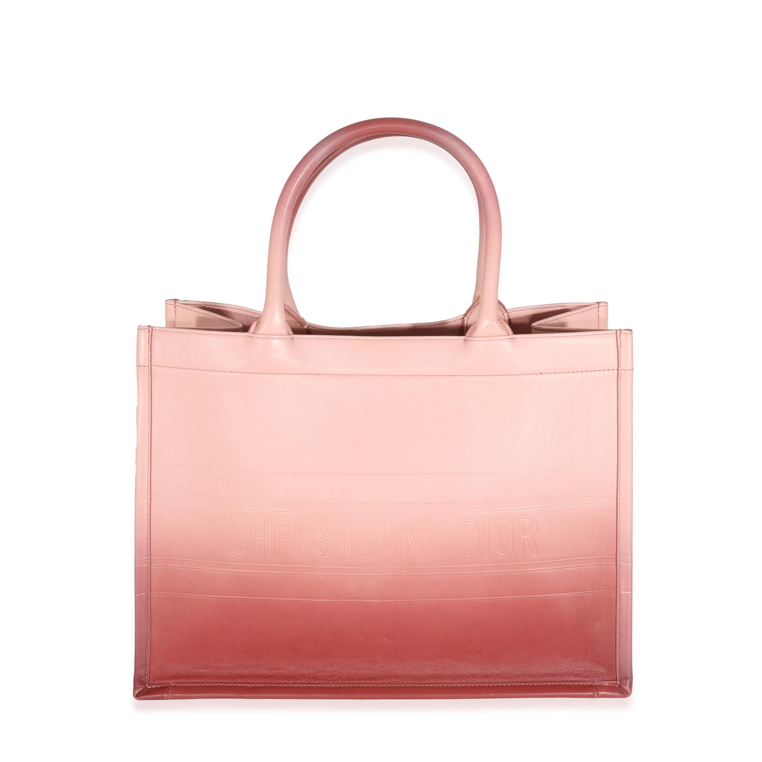 Women's or Men's Christian Dior Pink Gradient Leather Medium Book Tote For Sale
