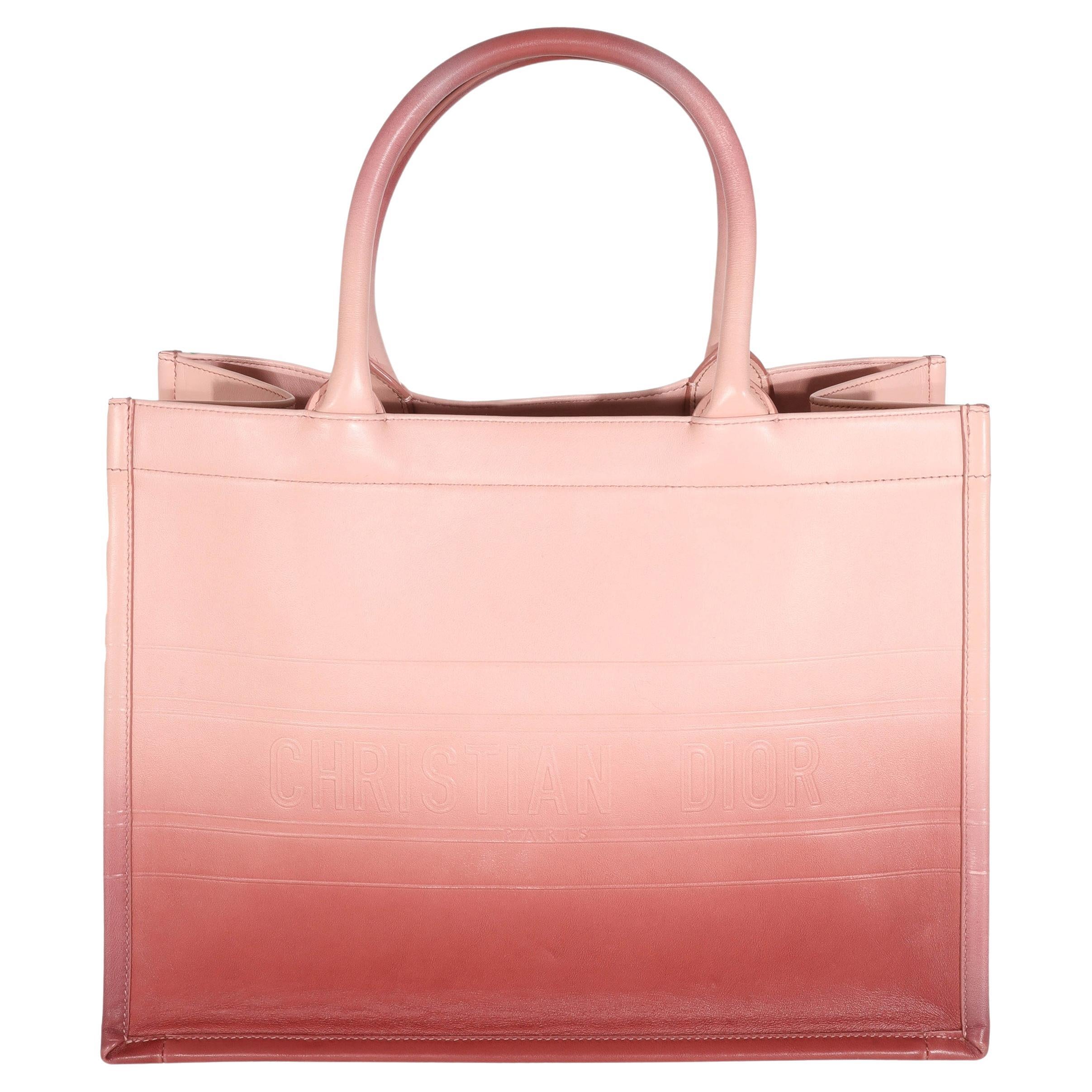 Christian Dior Pink Gradient Leather Medium Book Tote For Sale
