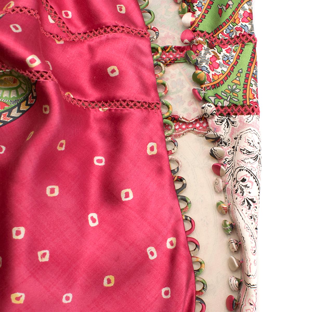 Christian Dior Pink & Green Paisley Silk Gown UK 12 In Excellent Condition In London, GB