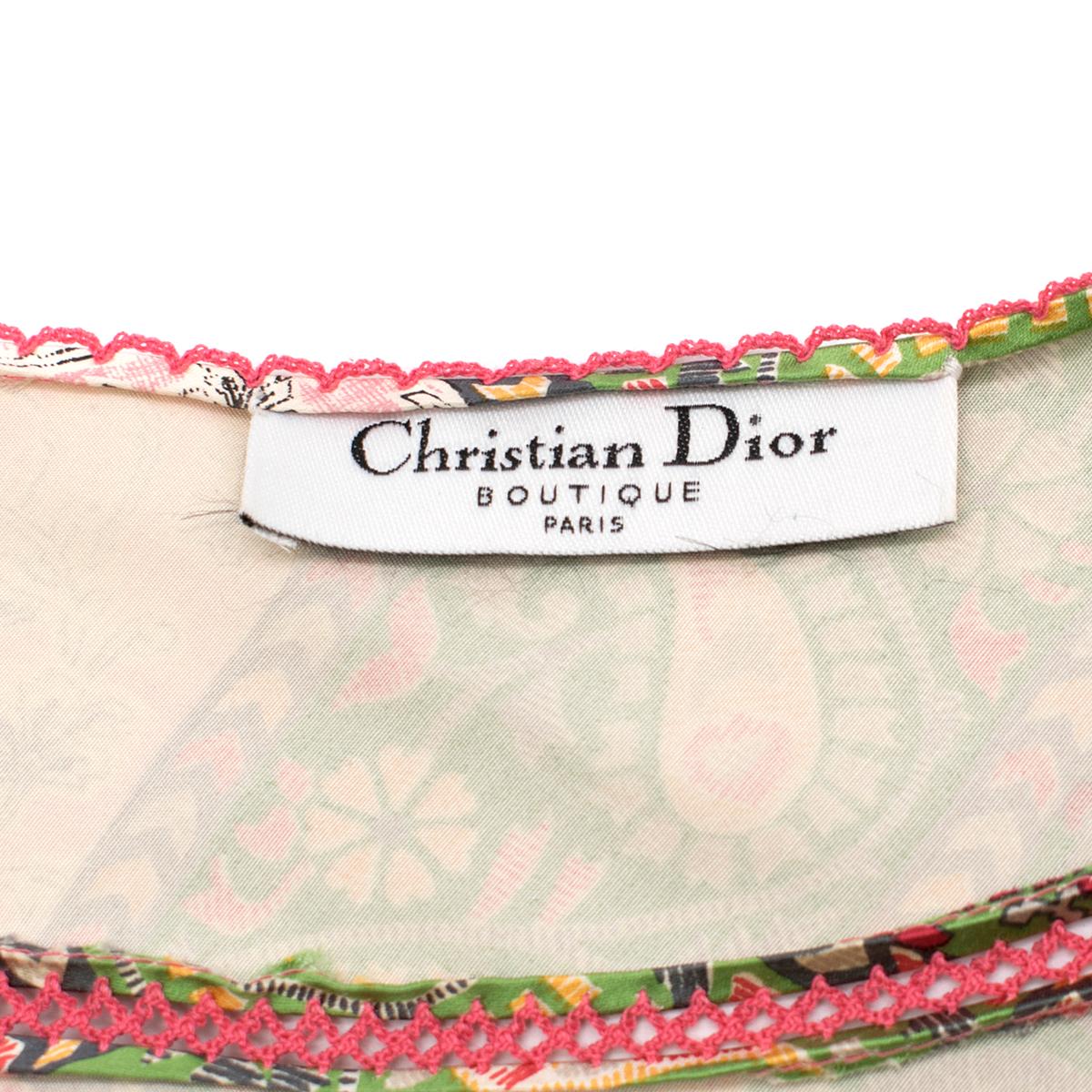 Christian Dior Pink & Green Paisley Silk Gown UK 12 1