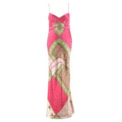 Christian Dior Pink & Green Paisley Silk Gown UK 12