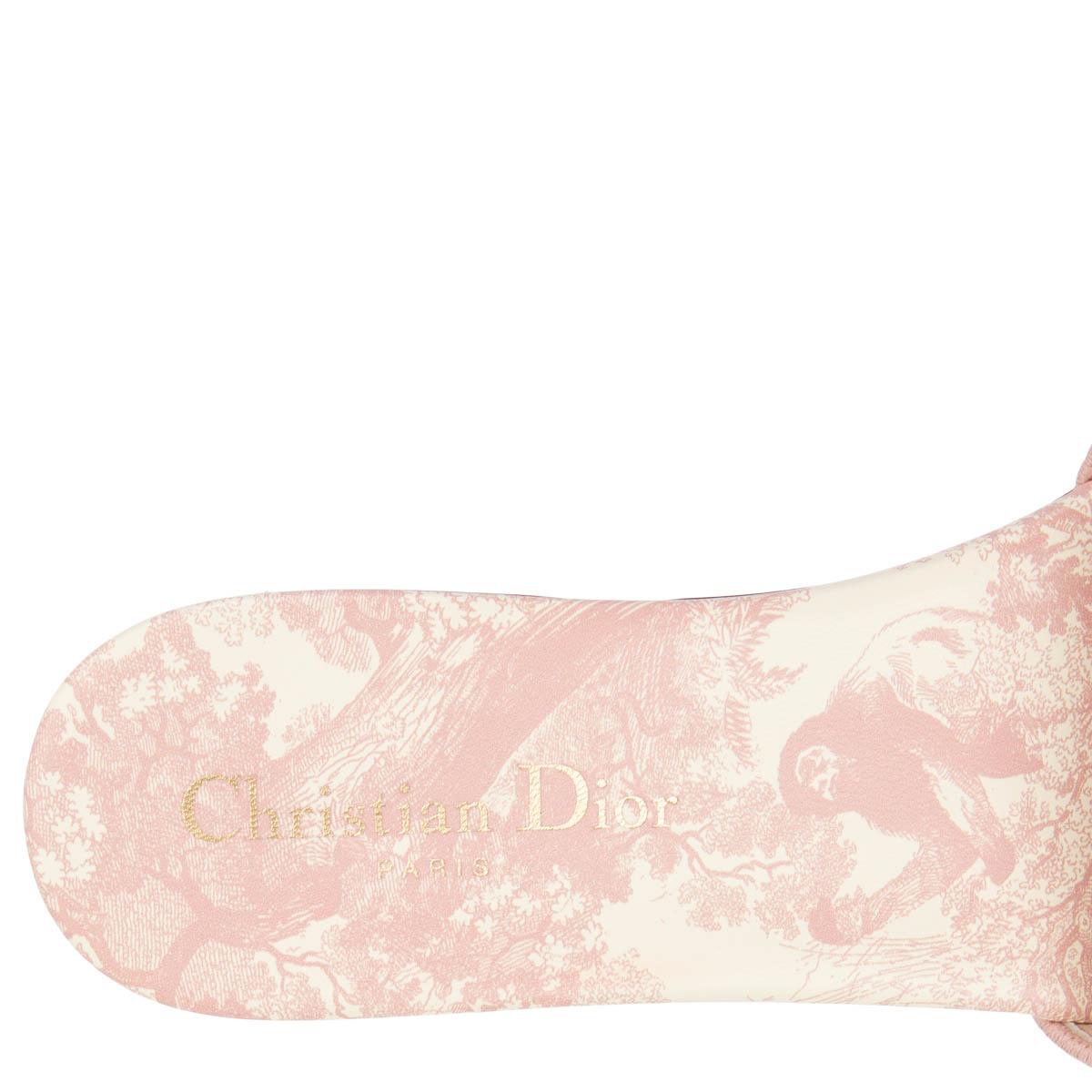 Women's CHRISTIAN DIOR pink & ivory DWAY Toile de Jouy Sandals Shoes 38