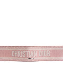 CHRISTIAN DIOR pink & ivory LOGO EMBROIDERED Canvas Bag Strap