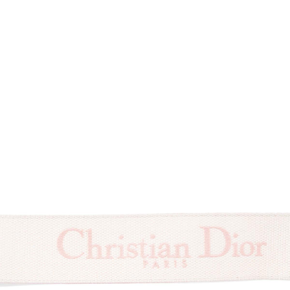 Women's CHRISTIAN DIOR pink & ivory LOGO EMBROIDERED Canvas Bag Strap For Sale