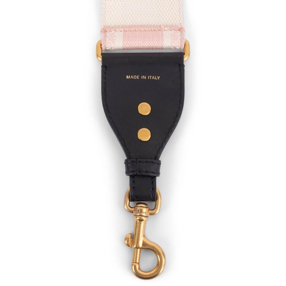 CHRISTIAN DIOR pink & ivory LOGO EMBROIDERED Canvas Bag Strap For Sale 1