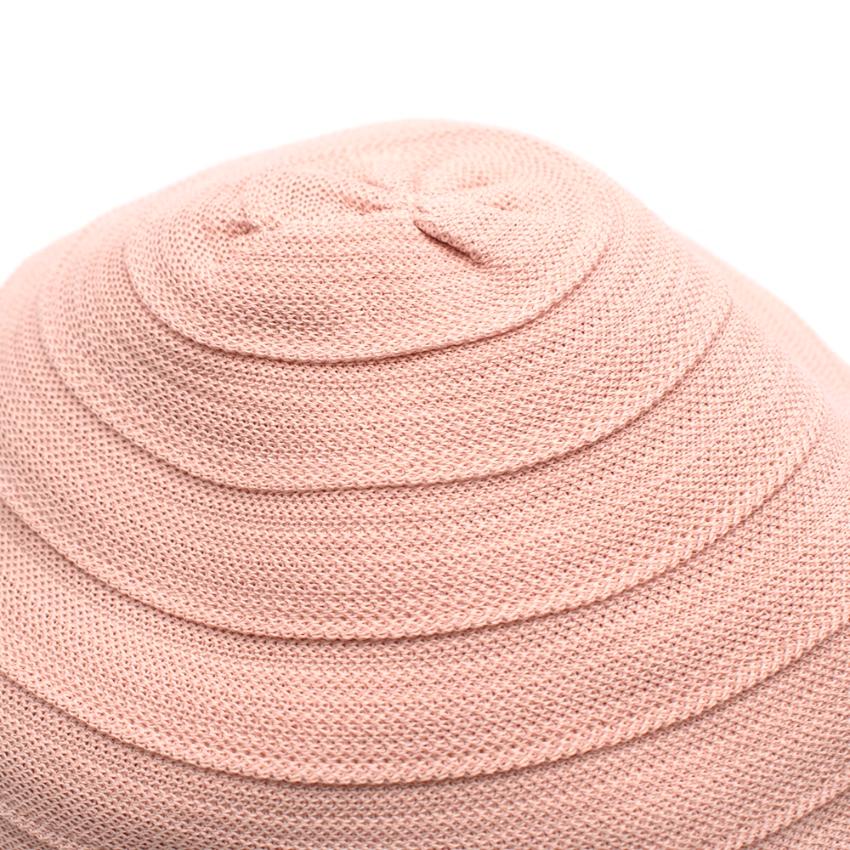 Brown Christian Dior Pink Knit & Lambskin Hat - Size 57 For Sale