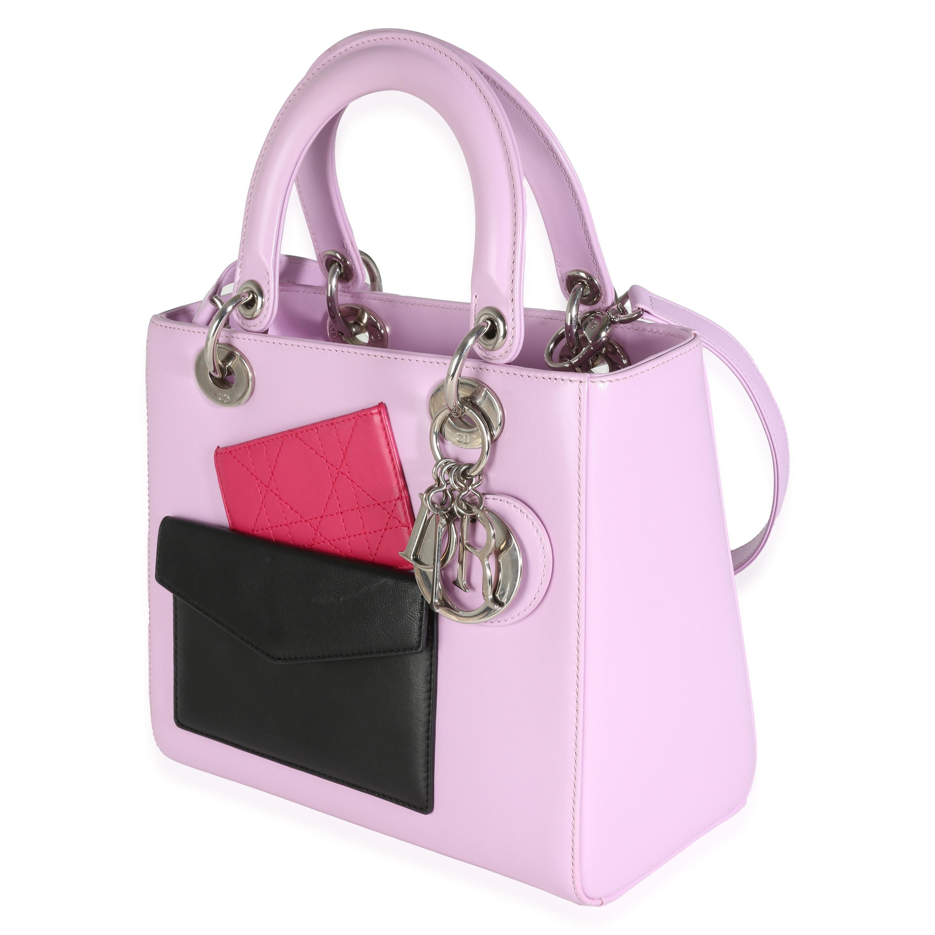 Women's Christian Dior Pink Lambskin Pockets Medium Lady Dior