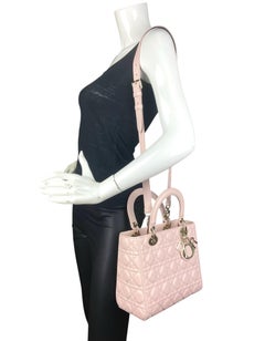 Christian Dior Pink Leather Cannage Quilted Medium Lady Dior Bag