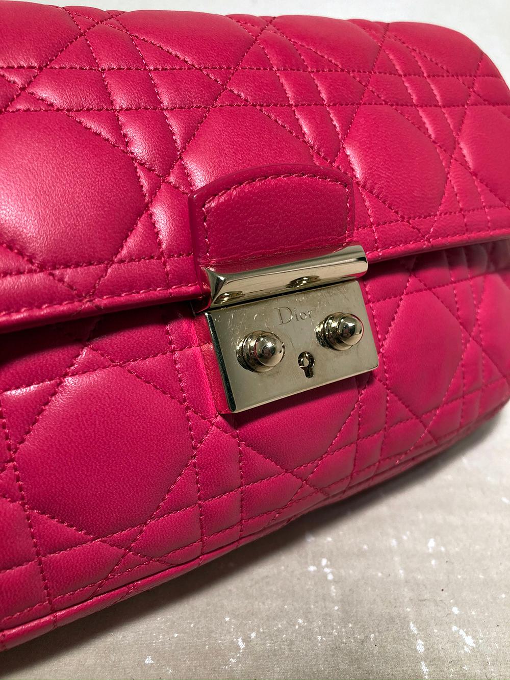 Christian Dior Pink Leather Cannage Quilted Miss Dior Flap Bag In Excellent Condition In Philadelphia, PA