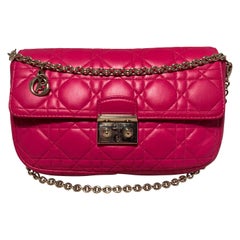 Christian Dior Pink Leather Cannage Quilted Miss Dior Flap Bag