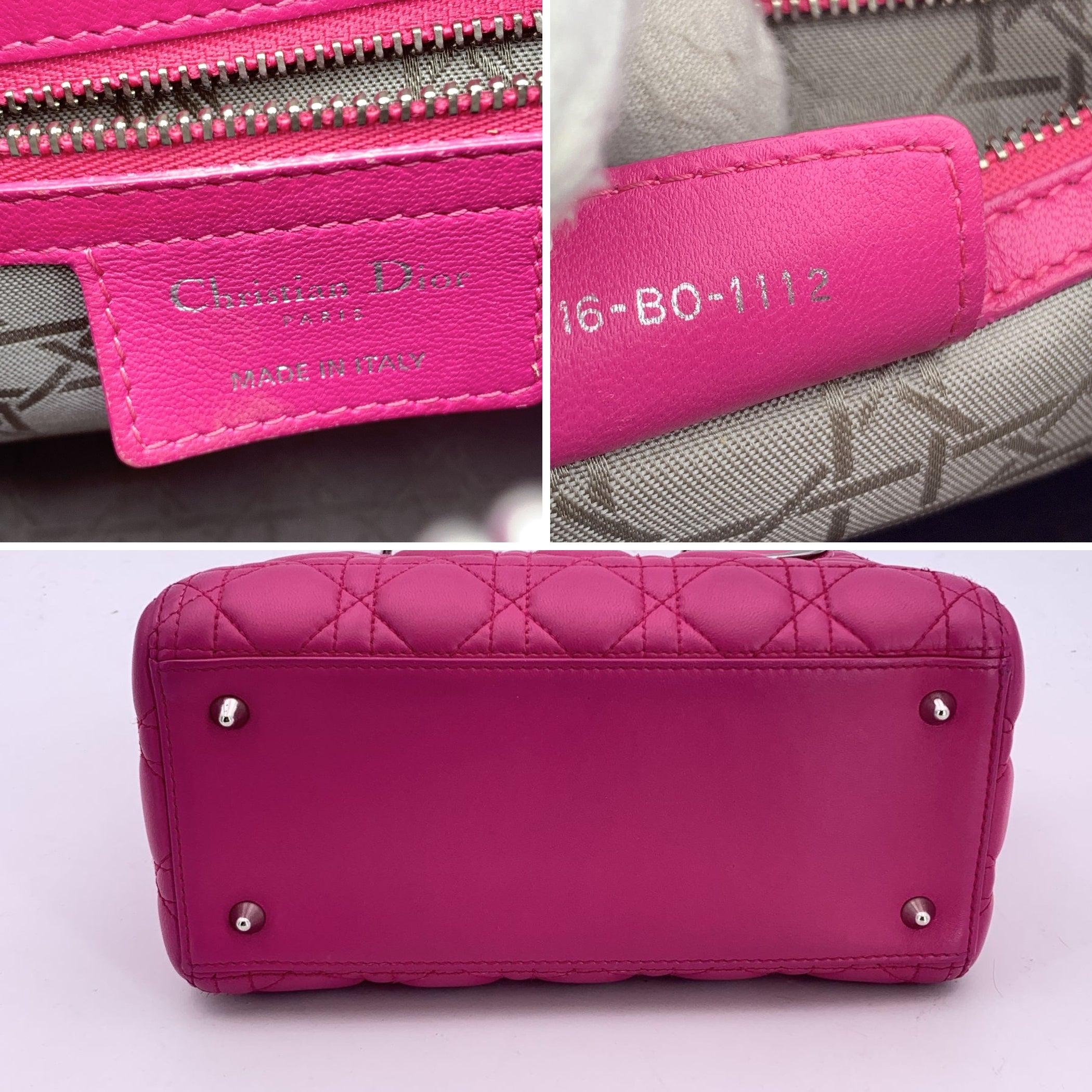 Christian Dior Pink Leather Cannage Quilted Small Lady Dior Bag For Sale 1