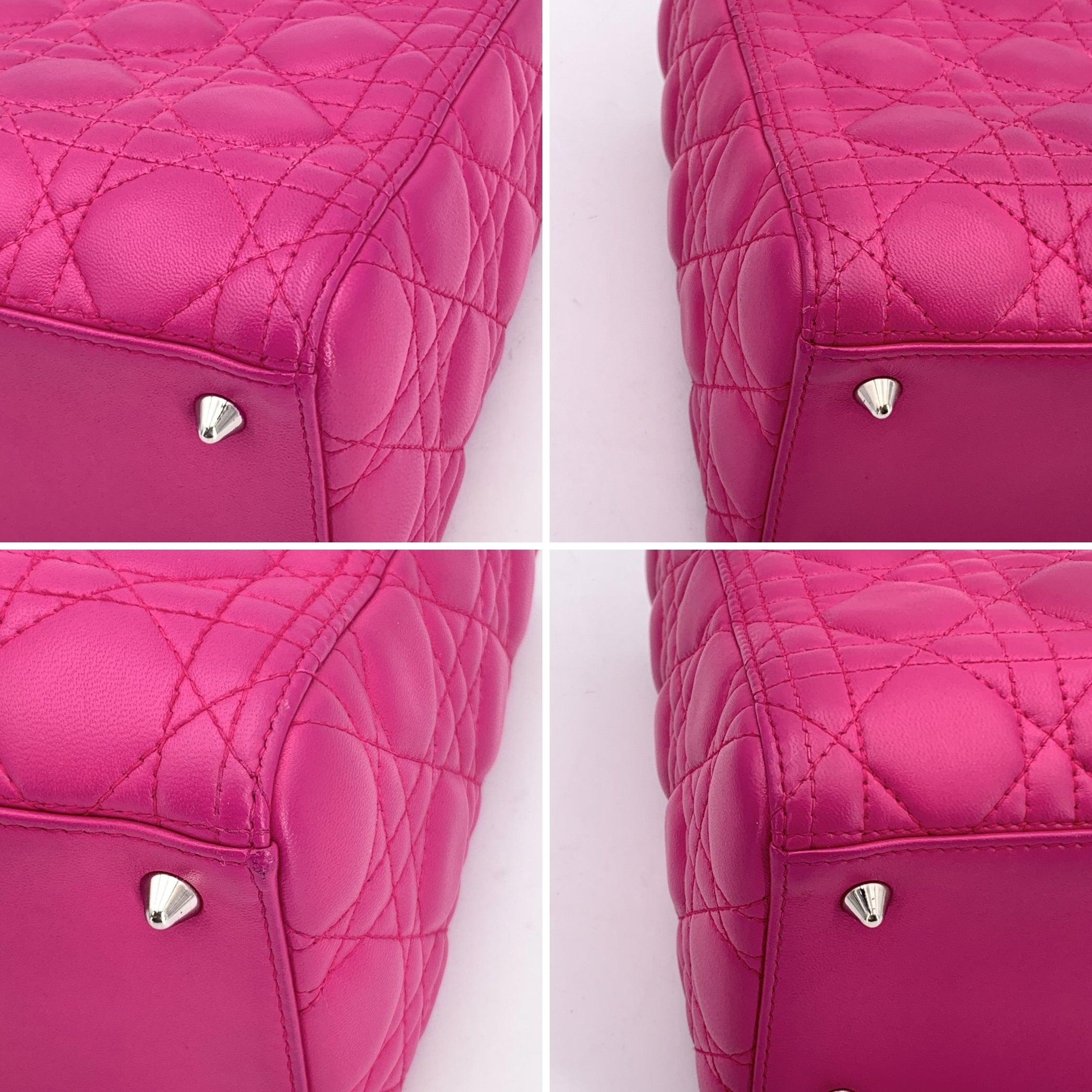Christian Dior Pink Leather Cannage Quilted Small Lady Dior Bag For Sale 3