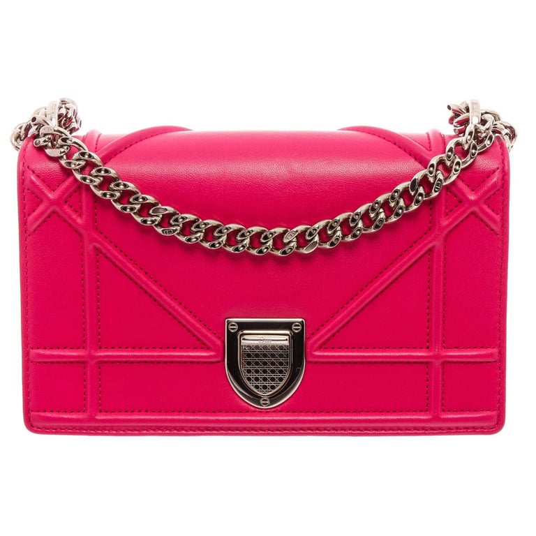 Christian Dior Pink Leather Mini Diorama Shoulder Bag For Sale at 1stDibs