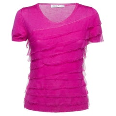 Christian Dior Pink Magenta Wool Blend & Silk Top M