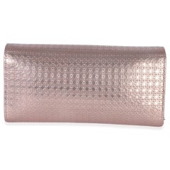 Christian Dior Pink Metallic Patent Micro Cannage Lady Dior Croisiere Wallet