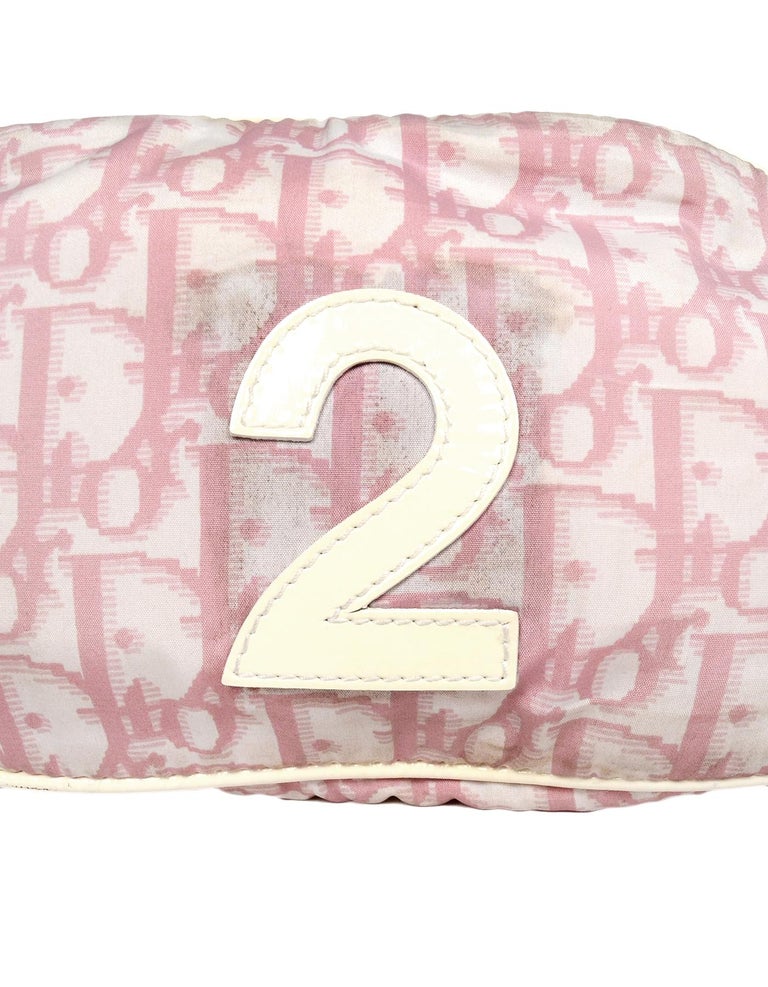 Christian Dior Pink Monogram/White Patent Trim Belt Bag/Fanny Pack For Sale at 1stdibs