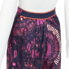 CHRISTIAN DIOR pink navy kaleidoscope animal print cotton wide pants FR36 S