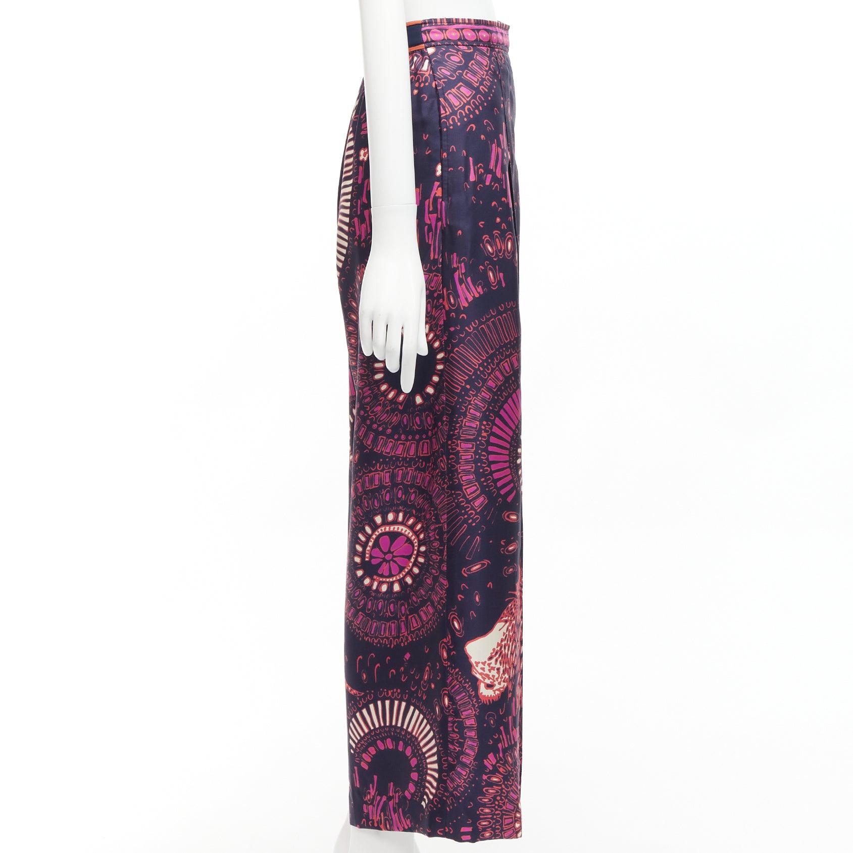 CHRISTIAN DIOR pantalon large en coton imprimé kaléidoscope rose marine FR36 S Pour femmes en vente