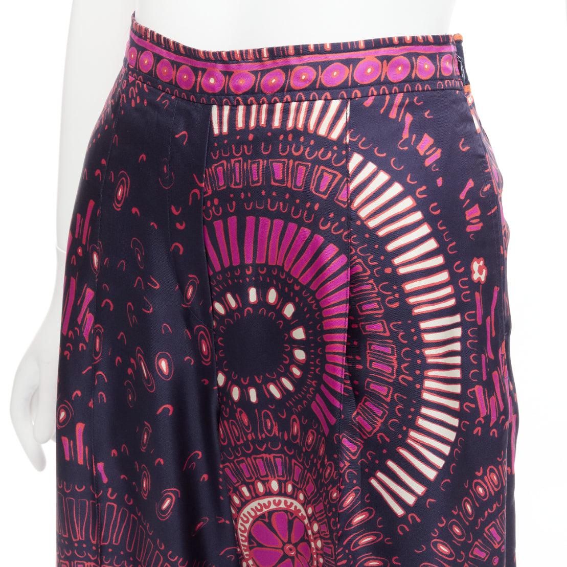 CHRISTIAN DIOR pink navy kaleidoscope animal print cotton wide pants FR36 S For Sale 2