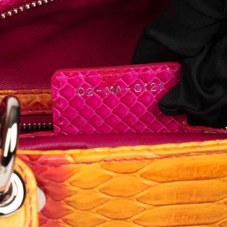 Christian Dior Pink and Orange Ombre Python Leather Lady Dior GM at 1stDibs