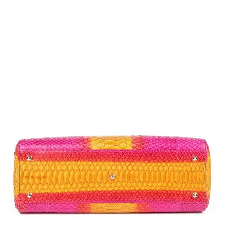 Christian Dior Pink and Orange Ombre Python Leather Lady Dior GM at 1stDibs