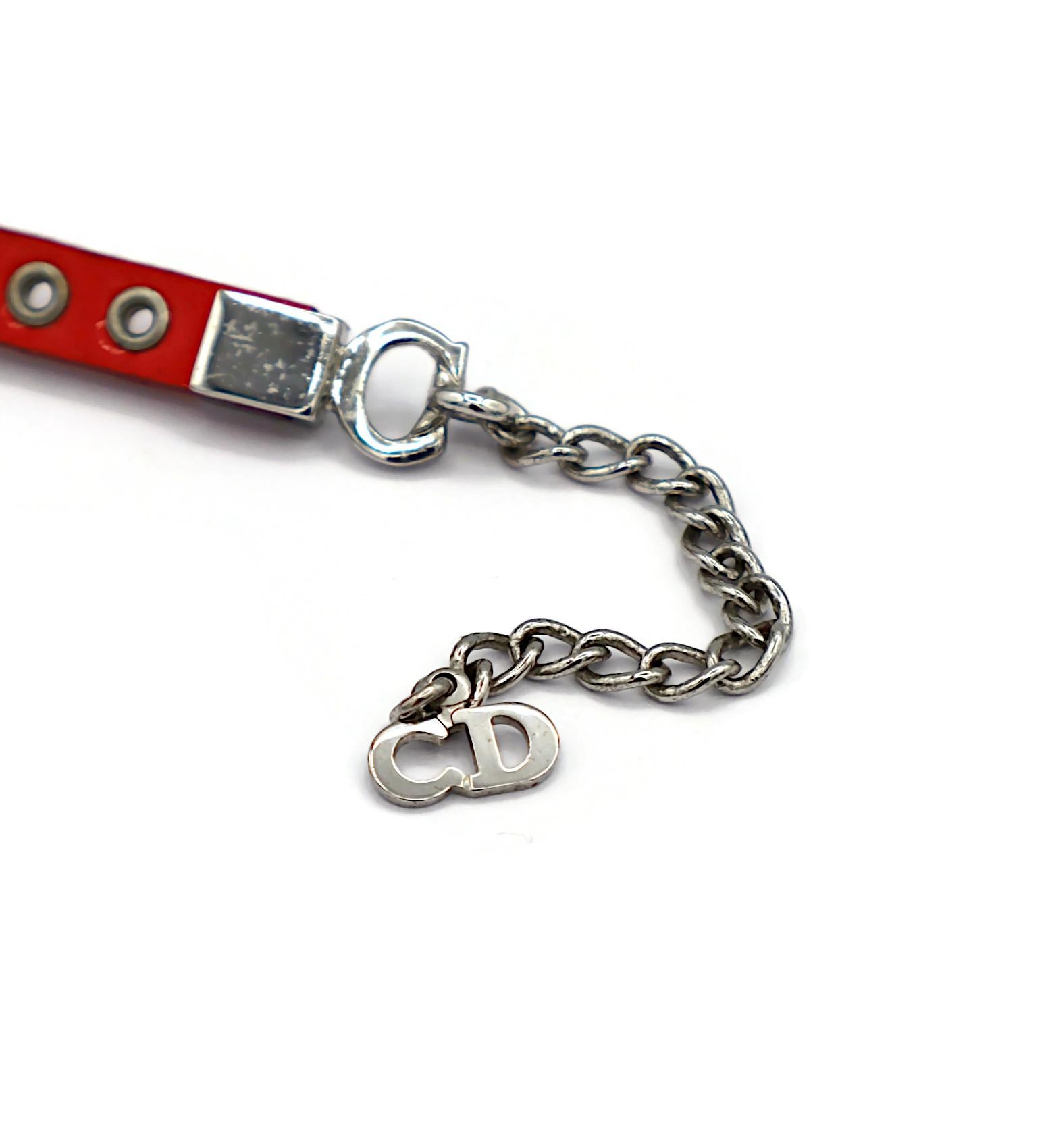 CHRISTIAN DIOR Bracelet à nœud en cuir verni rose en vente 7