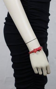 CHRISTIAN DIOR Pink Patent Leather Bow Bracelet
