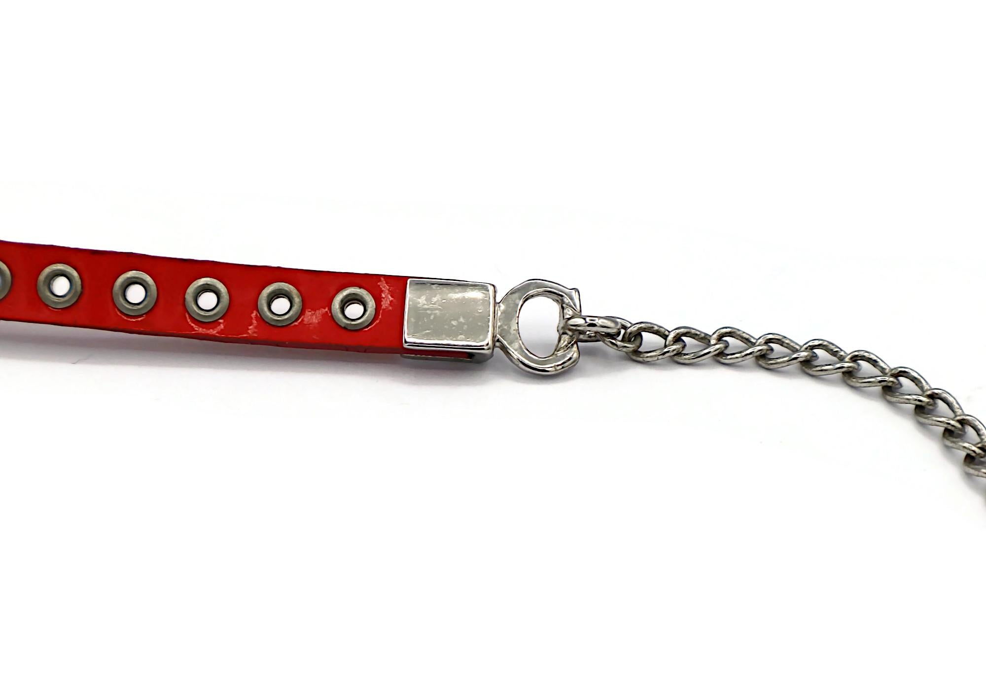 CHRISTIAN DIOR Bracelet à nœud en cuir verni rose en vente 6