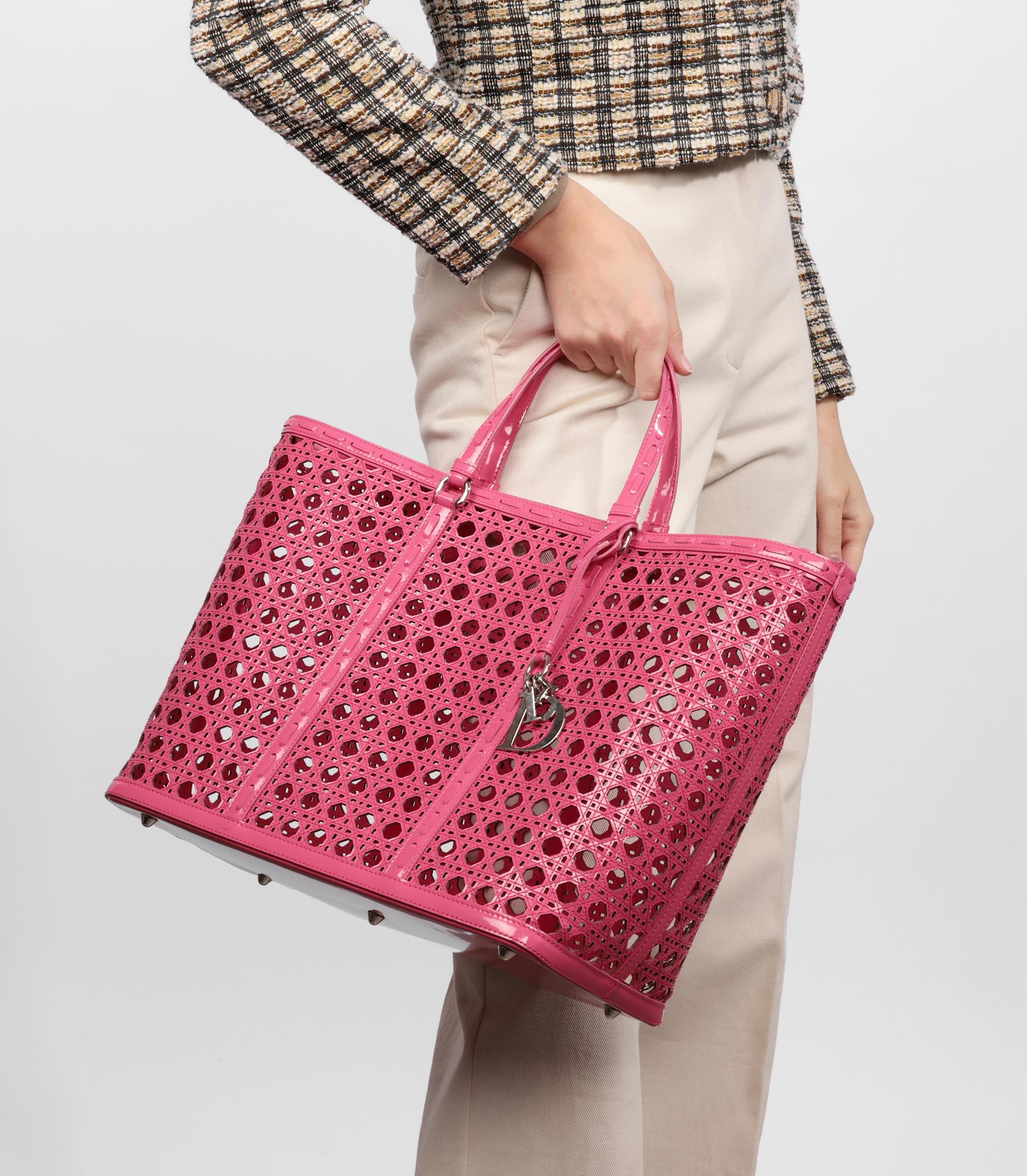 Christian Dior Pink Perforated Patent Leather Tote Bag

Brand- Christian Dior
Model- Tote Bag
Product Type- Tote
Serial Number- 17********
Age- Circa 2011
Accompanied By- Christian Dior Dust Bag, Clochette, Interior Pouch
Colour- Pink
Hardware-
