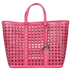 Vintage Christian Dior Pink Perforated Patent Leather Tote Bag