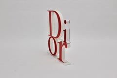 Christian Dior Pink Red Large Acrylic Vintage Logo Advertising Sign