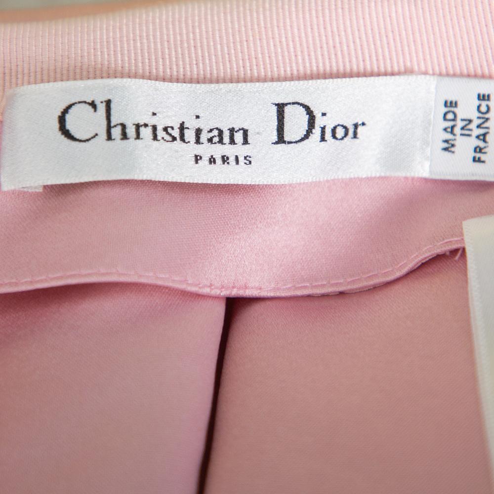Christian Dior Pink Sateen Silk Trim Box Pleated Mini Skirt M In Excellent Condition In Dubai, Al Qouz 2