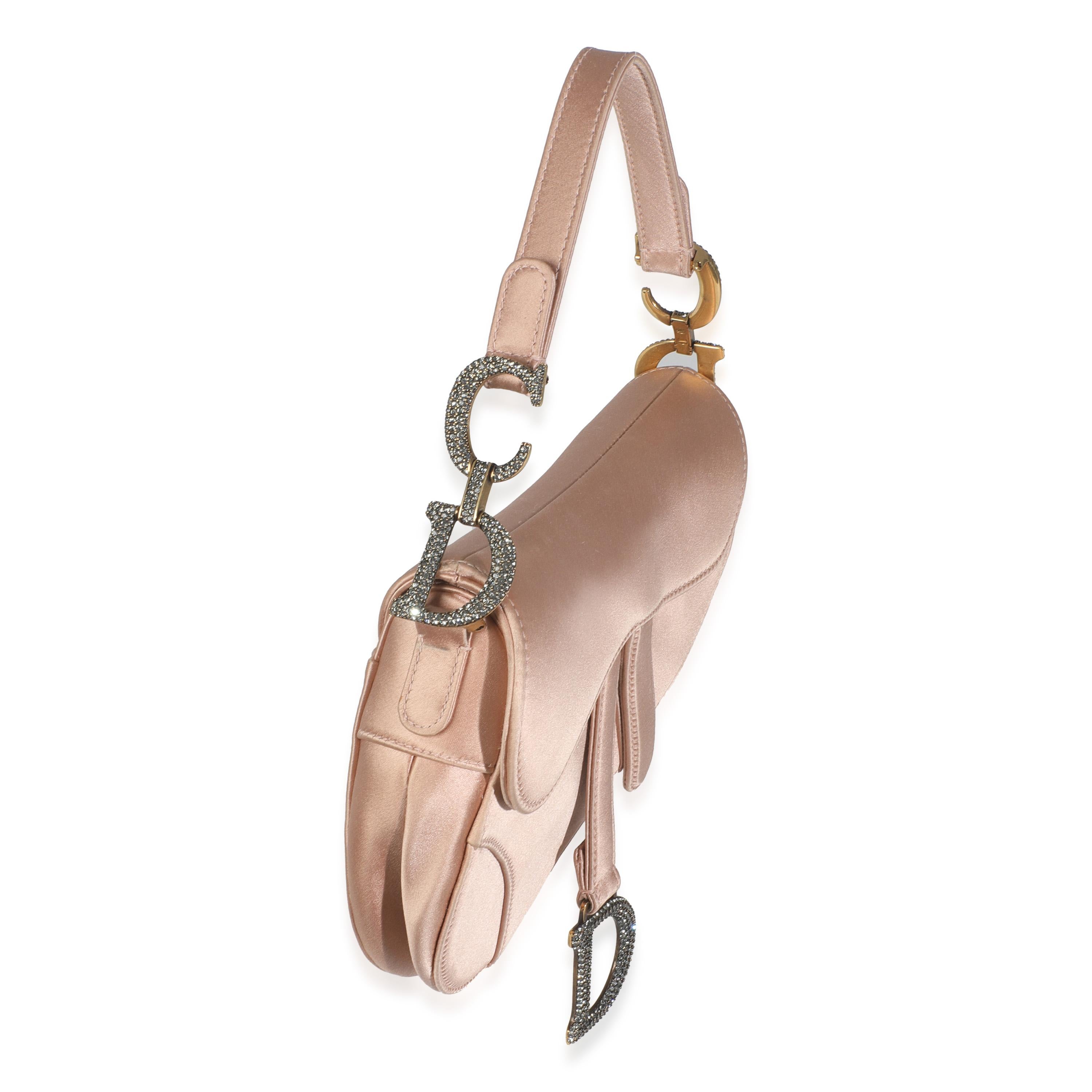 Christian Dior Mini bolso de satén rosa con cristales Beige en venta