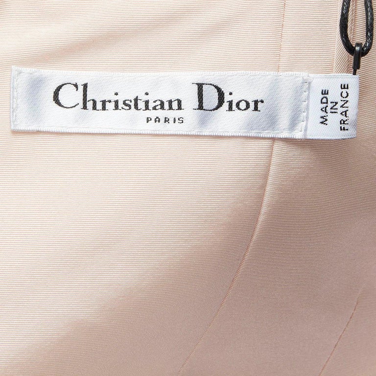 CHRISTIAN DIOR pink silk 2016 SEQUIN DOTTED TULLE EVENING Dress 36