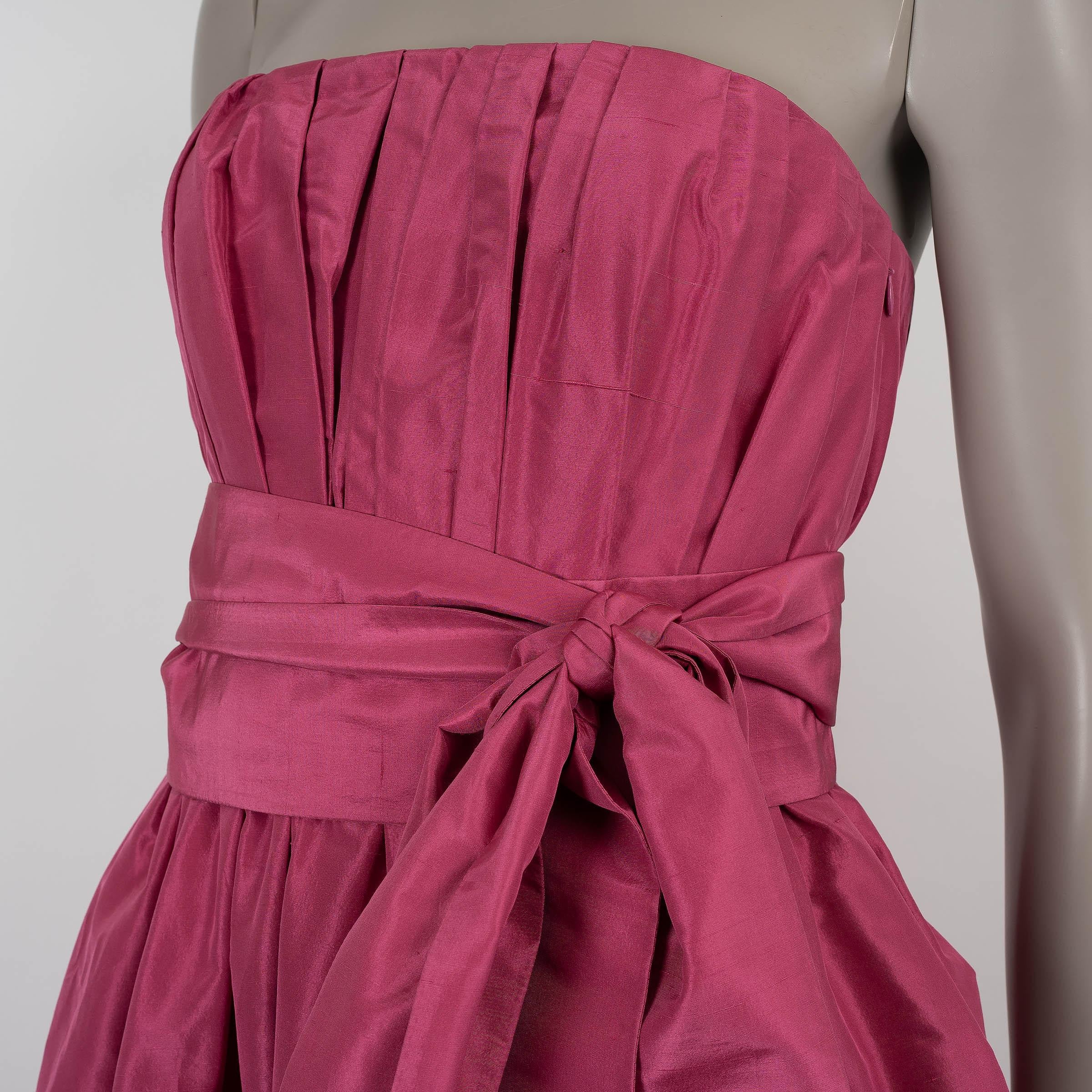 CHRISTIAN DIOR Rosa Seide 2024 STRAPLESS TAFFETA Kleid aus Seide 36 XS Damen im Angebot
