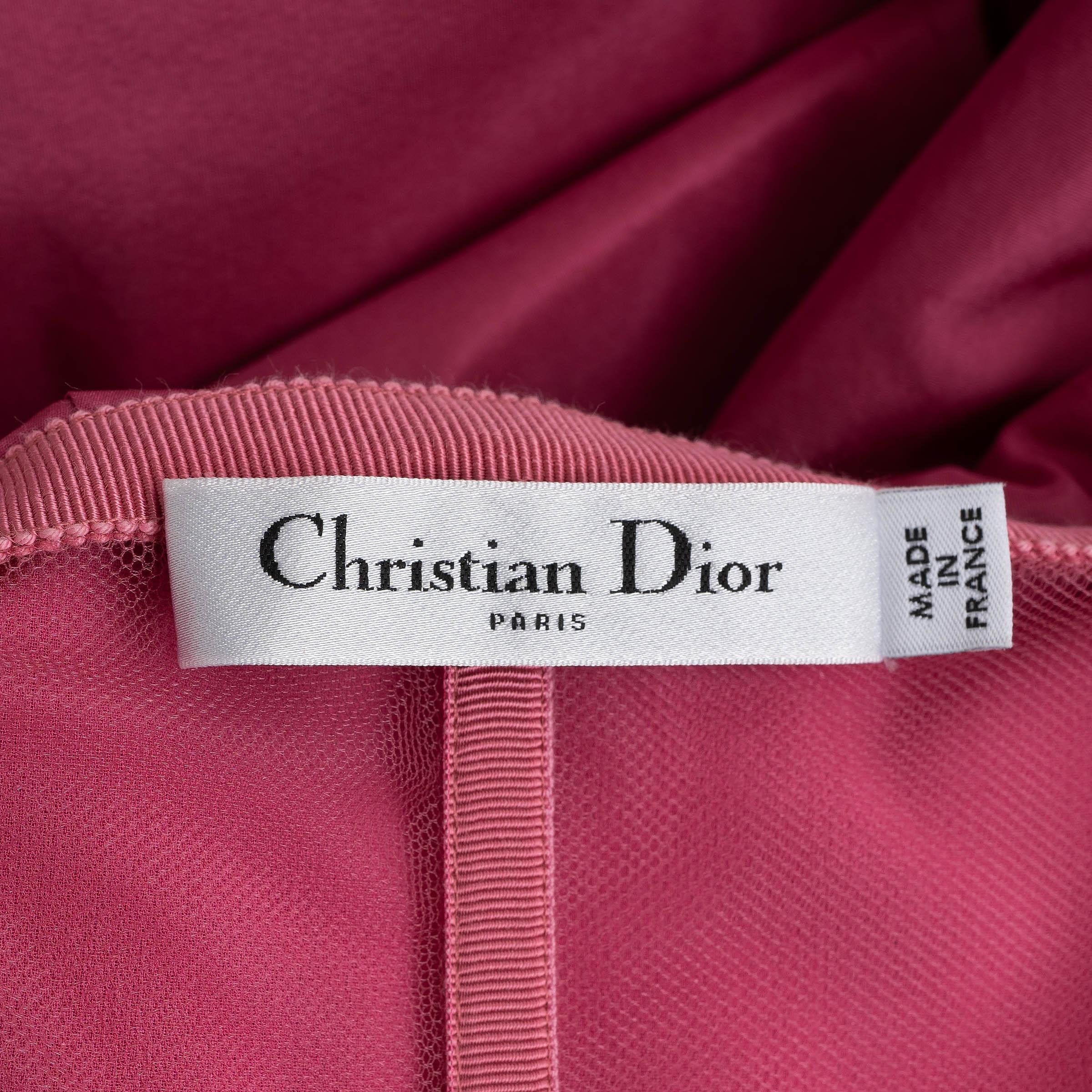 CHRISTIAN DIOR Rosa Seide 2024 STRAPLESS TAFFETA Kleid aus Seide 36 XS im Angebot 1