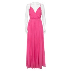Christian Dior Pink Silk Chiffon Pleated Sleeveless Gown M