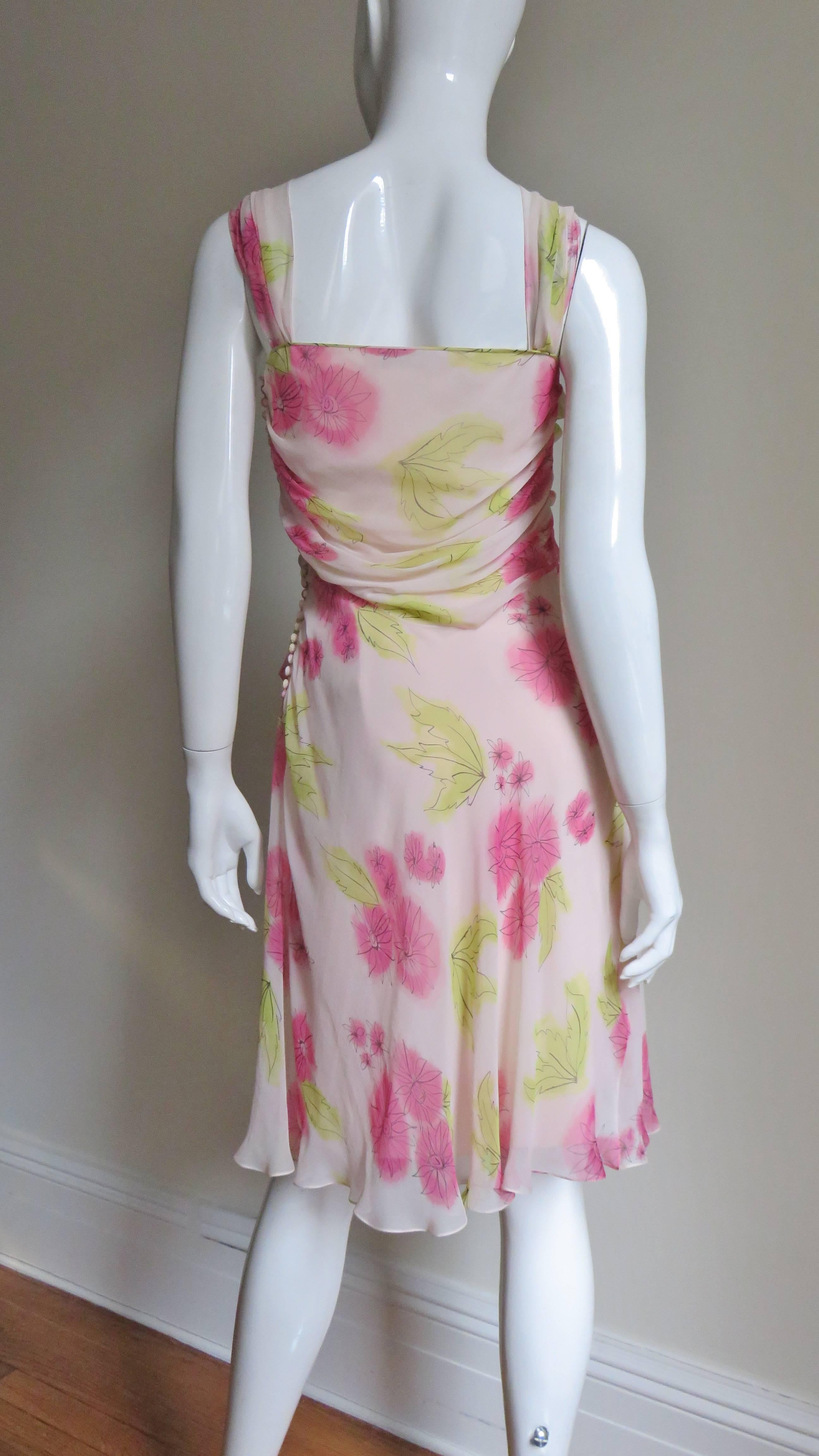 John Galliano for Christian Dior Pink Silk Flower Dress For Sale 1