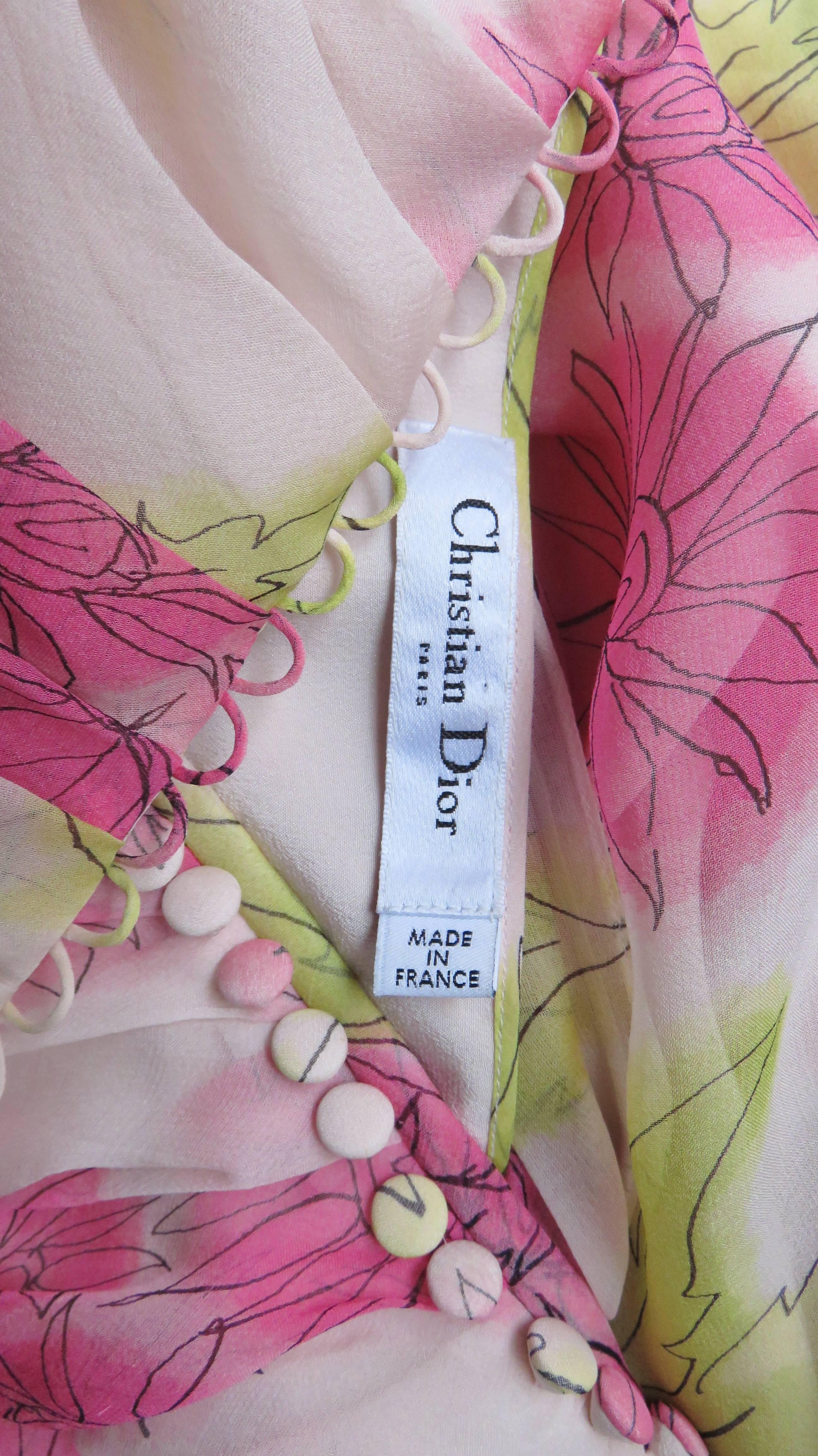 John Galliano for Christian Dior Pink Silk Flower Dress For Sale 5