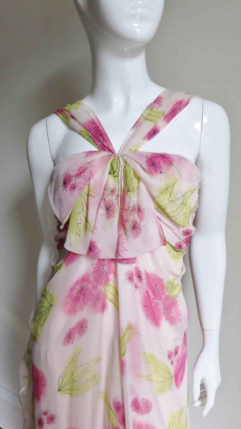 open lace back dress Christian Dior Floral Chiffon Caftan